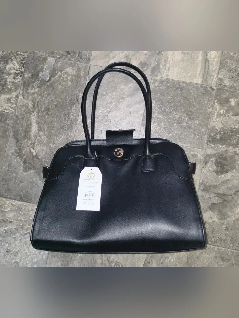 Time & Tru Maxwell Satchel Handbag In Black NWT